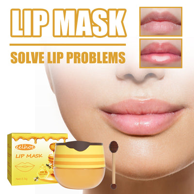 EELHOE Honey Lip Mask Moisturizing Exfoliating Lip Treatment Care Bee Lipstick propolis extract and tocopherol repair damaged lips brighten lip color keratin removal